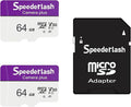 Micro SDXC Memory Card 64GB 2 Pack, Speederlash Camera Plus TF Card with Adapter, Up to 90MB/s Read Speed, 4K UHD&5K Video Support, U1 V30 A1 Rated, Waterproof, for Security Camera, Dashcam, Drones