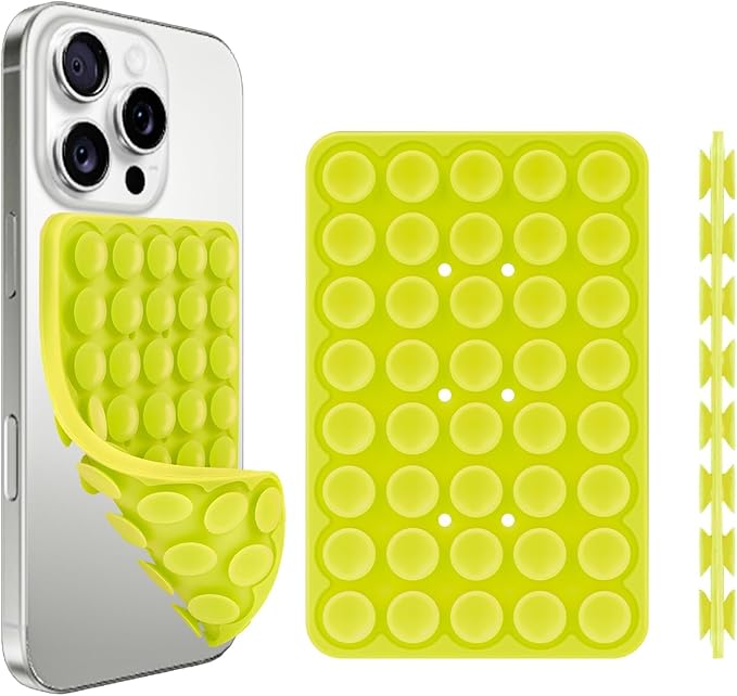 1 Pack Silicone Suction Cup Phone Case Mount Double Sided, Phone Accessories Hands-Free Strong Grip Holder for Selfies and Videos, Silicon Phone Stand Sticky for iPhone and Android Green
