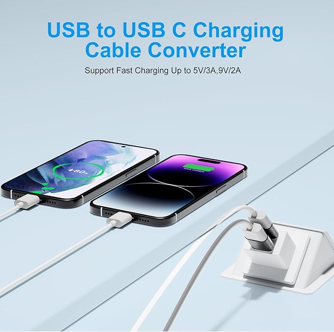 USB to USBC Adapter 8 Pack,USB A to C Adapter,USBC Female to USBA Male OTG Connector,C Cable Converter for iPhone,iWatch,Car Play,USB Charger,Grey
