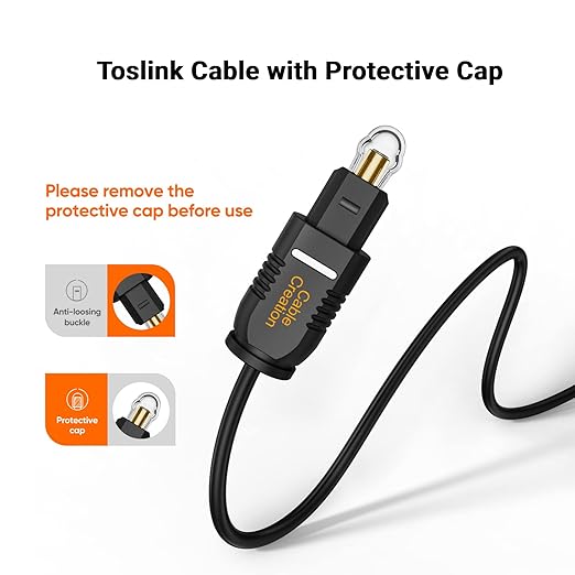 CableCreation Optical Digital Audio Cable 10FT, Thin Fiber Optic Toslink Gold Plated Optical S/PDIF Cord for Home Theater, Sound Bar, TV, PS4, Xbox, VD/CD Player, Game Console& More, Black