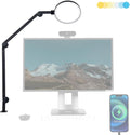 LUME CUBE Edge Light 2.0 LED Black Desk Lamp | Dimmable Home Office Desk Light with USB Charging Port & Strong Swing Arm | Adjustable Color Temperature and Brightness | Circle Webcam Light