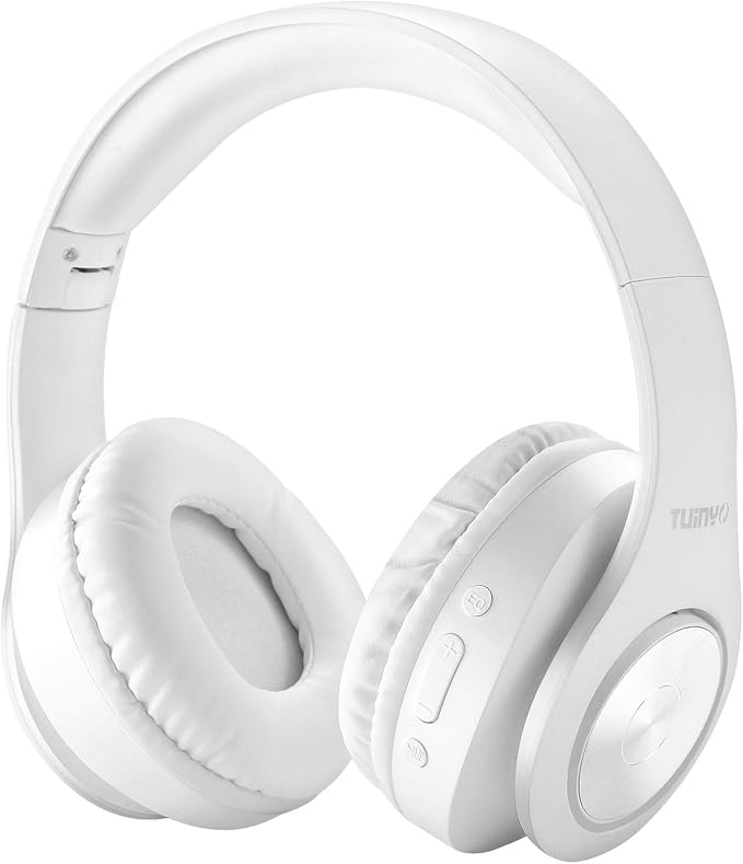 TUINYO Wireless Bluetooth Headphones - Over Ear Headset with 40H Playtime, Deep Bass, Memory-Protein Earmuffs, Mic & Wired Mode - Compatible with PC, Cell Phones & TV | Model