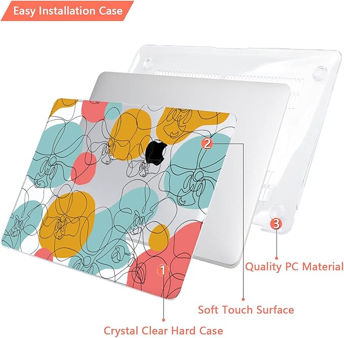CISSOOK Floral Case Compatible with MacBook Pro 14 Inch 2023 2021 Release A2992 A2918 M3 A2779 M2 A2442 M1 Pro/Max, Plastic Hard Shell +Keyboard Cover for MacBook Pro 14 with Touch ID -Art Floral