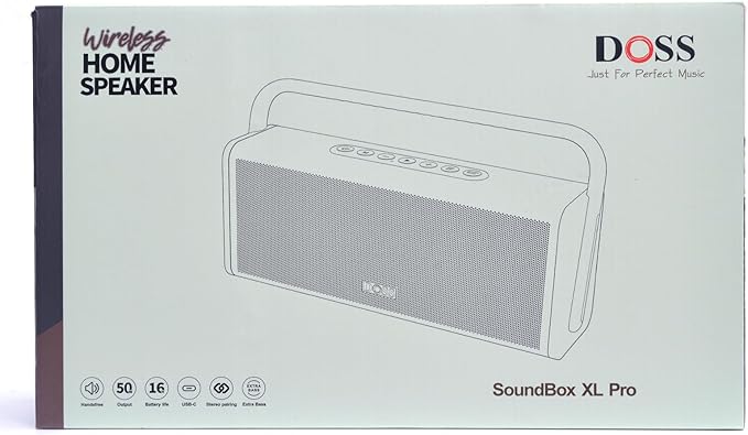 DOSS SoundBox XL Pro Bluetooth Speaker with 50W Powerful Stereo Sound, Extra Bass,16H Playtime, Integrated Metal Body, Aluminum Alloy Handle, Portable for Home, Office, Backyard - Blue