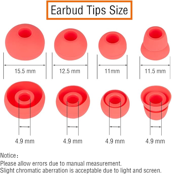Replacement Earbud Tips Eargels Earpads Compatible with Powerbeats 1/2/3 Wireless Beats by Dre Headphones, 4 Pairs Earbud Rubber Tips