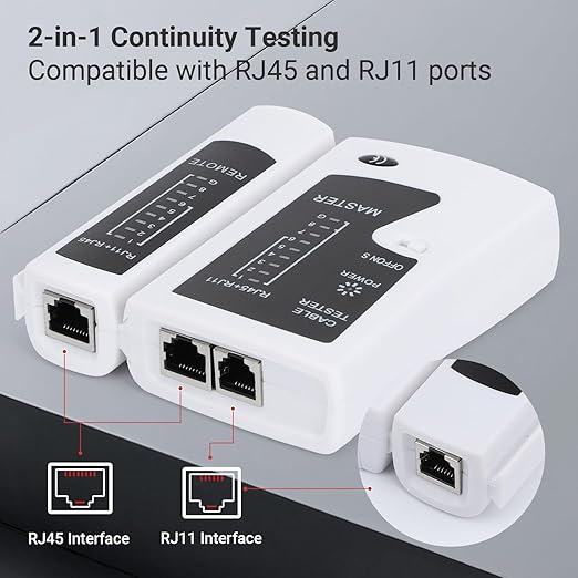 RJ45 Cable Tester Network Cable Tester Ethernet Wire Test Tool for LAN Phone RJ45 RJ11 RJ12 Cat5 Cat5e Cat6 Cat6a Cat7 UTP/Shield Cable