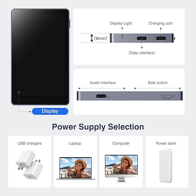 Vlog Selfie Monitor Screen, Magnetic Phone Vlog Selfie Monitor Screen 4K 60fps Bluetooth Remote, Back Camera Monitor for Vlog Live Stream TikTok, Compatible with iPhone & Android
