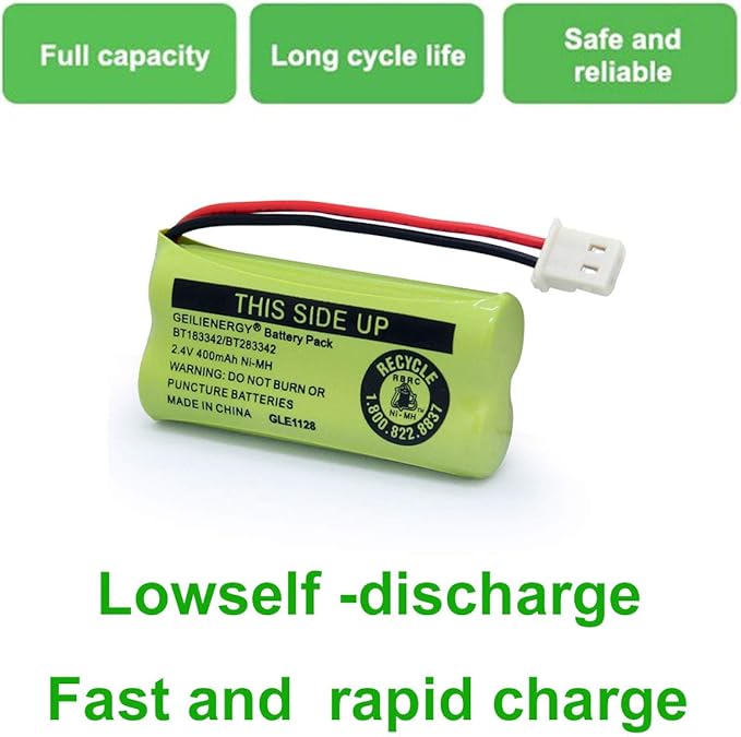 GEILIENERGY BT162342 BT262342 Battery Compatible with BT183342 BT283342 BT166342 BT266342 Vtech CS6114 CS6419 CS6719 with AT&T EL52300 CL80112 CS6719-2 Cordless Handsets (Pack of 4)