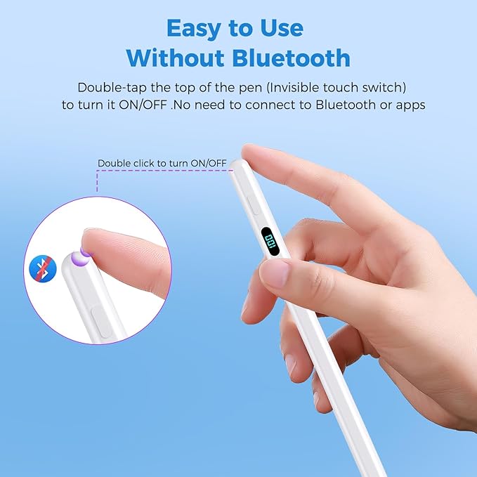 iPad Stylus Pencil(5 Extra Tips) with Magnetic Attachment,USB-C Faster Charge,Tilt Sensitivity Palm Rejection,Compatible with2018-2025 iPad ProM4/12.9/11,Air M3/M2/3/4/5,iPad6-11,Mini5/6/7Gen（White）