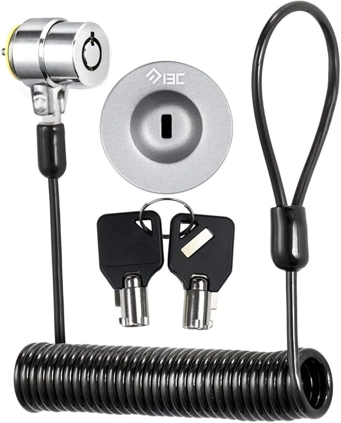 I3C Laptop Lock Cable 6ft Cut-Resistant Security Cable with 360° Rotating Lock for Wedge Slot Laptops 7x3mm Anti-Theft Computer Lock for Office, Library, Travel, Students & Business
