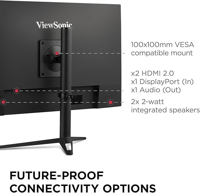 ViewSonic VX2728J-2K 27 Inch Gaming Monitor 1440p 180hz 0.5ms IPS w/FreeSync Premium, Advanced Ergonomics, HDMI, and DisplayPort