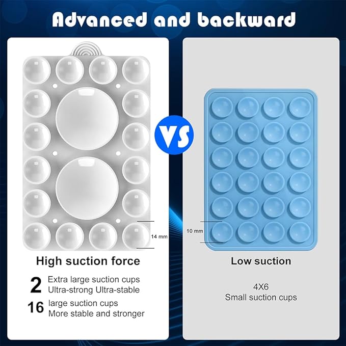 ZYCCER Double Sided Silicone Suction Phone Holder Mount,Compatible with iPhone and Android Cases Hands-Free Mirror Shower Phone Mount Strong Grip Holder (White, Double Sided 2PCS)