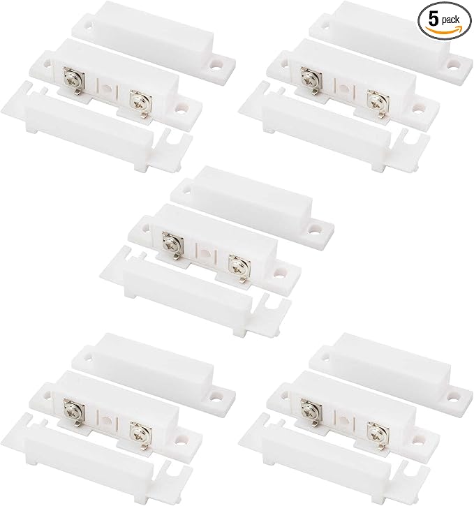 5Pcs Magnetic Reed Switch Wired Surface Mount Normally Open NO Contact Sensor Alarm Magnetic Door Switch with 2 Wires, PVC, MC-31