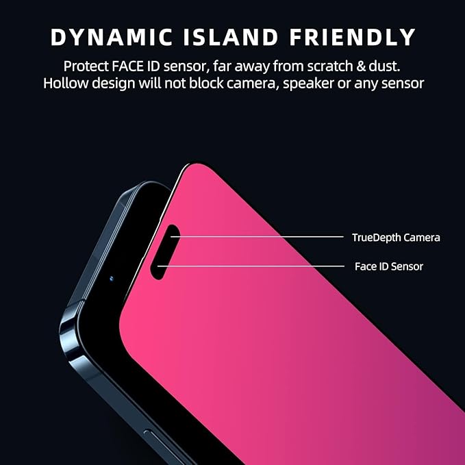 EGKimBa Privacy Screen Protector compatible with iPhone 15 Pro Max, 2 Packs, 6.7 inch Gradient Colorful Electroplated Anti-Spy Anti-Blue Light Easy Installation Tempered Glass