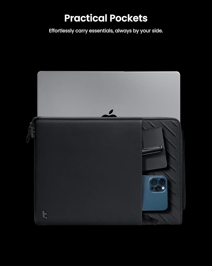tomtoc Voyage-A10 Slim Laptop Sleeve for 2025 13-inch MacBook Air/Pro M4/M3/M2/M1 A3240 A3113 A2681 A2337 A2686 A2338, Water-Resistant Case for 13-inch Surface Pro Copilot+ PC, Minimalist Design
