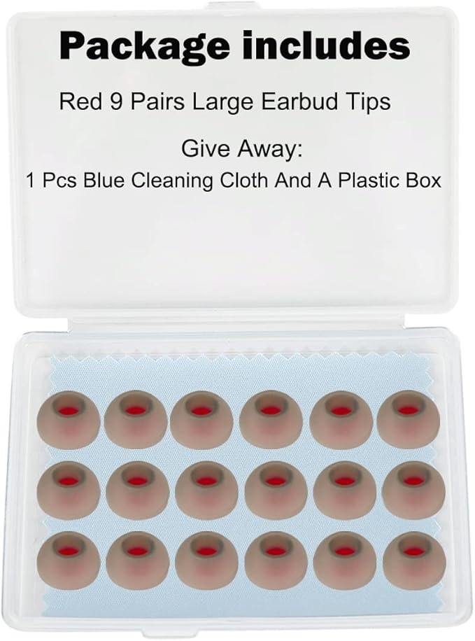 Earbud Tips Replacement Earbud Tips Earbud Replacement Tips Headphone Earbud Tips Silicone Earbud Tips Earbud Cap Compatible with Powerbeats 2 Powerbeats 3 Lg Samsung Earbuds Tips Red L 9 Pairs