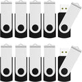 JUANWE 2GB USB Flash Drive 10 Packs, 2.0 Thumb Drives 360° Swivel Shell, USB Sticks Jump Drives for Storage, Mutipack Zip Drive Pen Drive for Computer/Car，Bulk Memory Sticks - Black