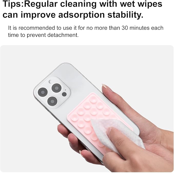 2PCS Silicone Suction Phone Case Mount, Non Slip Suction Cup, Hands-Free Phone Accessories Holder for Selfies and Videos, Silicone Adhesive Stand Sticky for Cell Phone White & Light Pink