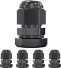 MGI SpeedWare 1/4" NPT Strain Relief Nylon Cord Grip Cable Glands, Black Plastic Grommet 20-Pack