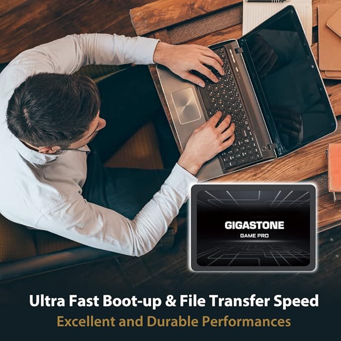 Gigastone SATA SSD 128GB (2-Pack) 2.5 inch SSD 510MB/s Upgrade Laptop PC Memory and Storage PS4 HDD Replacement 2.5" Internal Solid State Hard Drives SATA III SLC Cache 3D NAND Game Pro Performance
