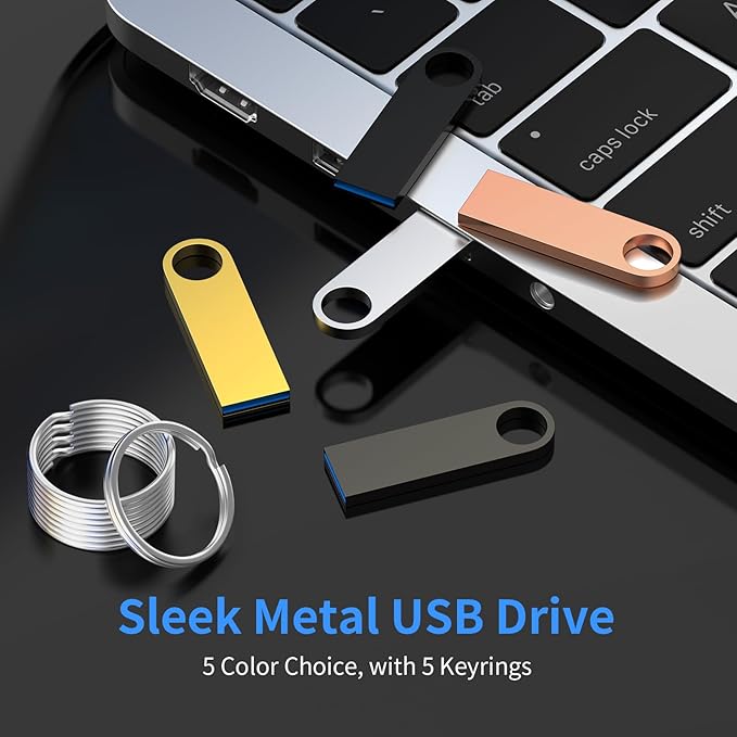 USB 3.0 Flash Drive 64GB 5 Pack, Wooolken High Speed USB 3.0 Thumb Drives Sleek Metal Flash Drives with Keychains, Memory Stick, USB Drive for PC/Computers/Mac/Laptops
