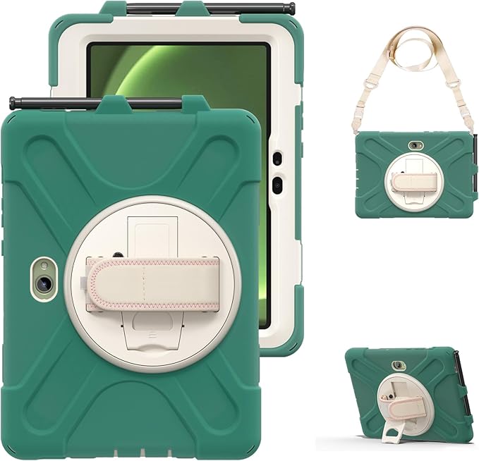 rantice Compatible with Samsung Galaxy TAB Active PRO 10.1 inch/Tab Active4 PRO Case, Heavy Duty Rugged Shockproof Drop Protection Case, Hand Strap&Shoulder Strap for SM-T540/T547/T630/T638 (Green)