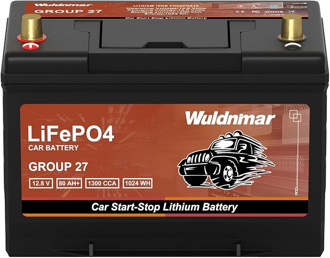 High Performance G27 12V 80AH Lithium Car Start-Stop Battery with 1300CCA and 60 Month Warranty