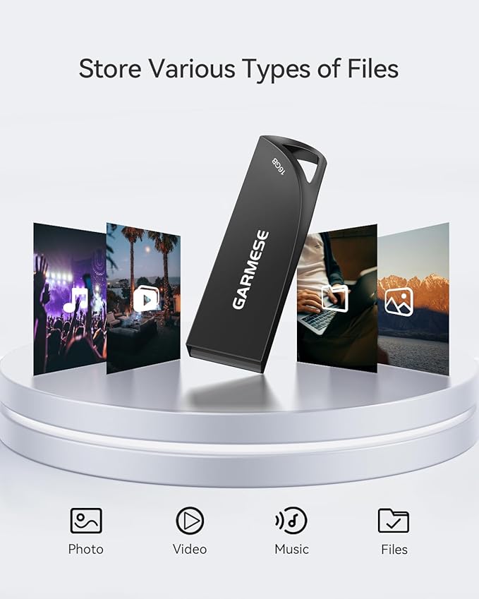 16GB USB Flash Drives 5 Pack Waterproof Metal USB Memory Stick Slim USB 2.0 Flash Drive, Portable Pen Drive Thumb Drive with Keychain Hole Jump Drive for Computer/Car/Smart TV (Black)