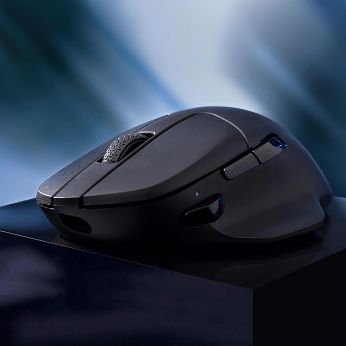 Keychron M7 Wireless Computer Mouse, 26K DPI Optical Computer Mouse, 2.4 GHz/Bluetooth/Wired with Macro Button 63g Lightweight Ergonomic, Up to 70 Hours Worktime for Laptop macOS/Windows - Black