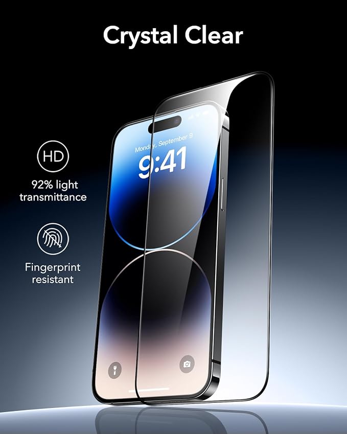 ESR 3 Pack 9H+ Glass for iPhone 14 Pro Max Screen Protector, [Military Grade Shatterproof & Longest Durable] Armorite Ultra-tough Full Coverage Tempered Glass with UltraFit Tray