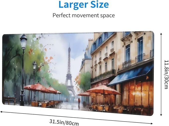 Gaming Mouse Pad, Large Non-Slip Rubber Base Mousepad, Keyboard Mouse Mat, Desk Pad with Stitched Edges, 31.5x11.8inch, Elfa Tower
