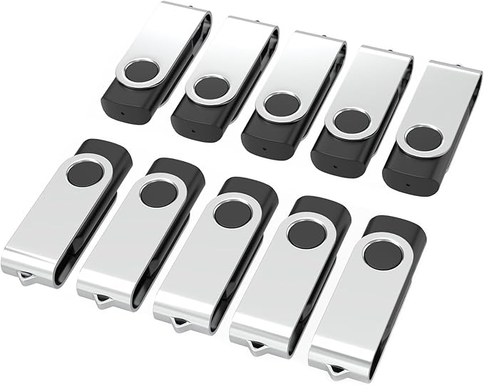 USB Flash Drives 64GB 10 Pack, Wooolken USB 2.0 Thumb Drives with Keychains Memory Stick USB Drive Pendrive for PC Laptop Computer (Black)