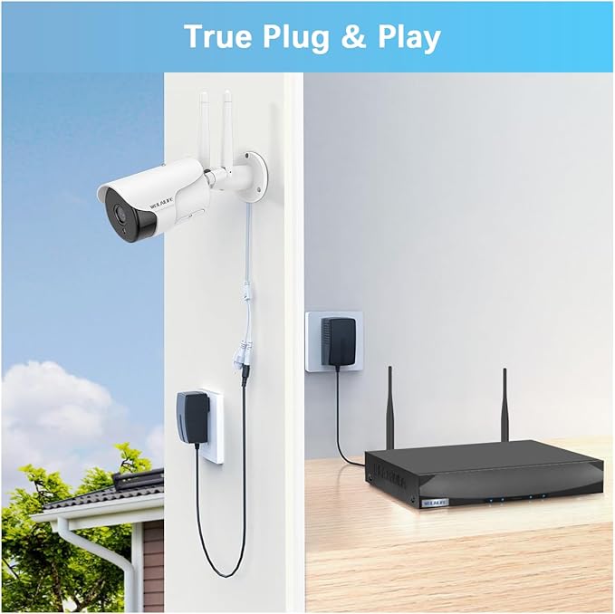 WEILAILIFE 【 90ft Super Night Vision & Dual Antenna Enhanced】 2-Way Audio Outdoor Wireless Security Camera System, WiFi Video Surveillance, Home Security Cameras