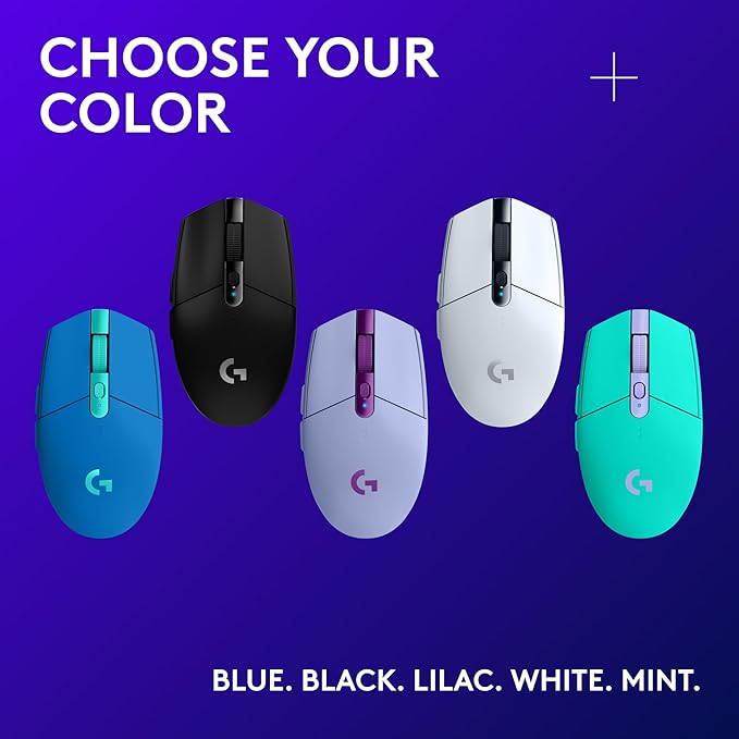 Logitech G305 LIGHTSPEED Wireless Gaming Mouse, Hero 12K Sensor, 12,000 DPI, Lightweight, 6 Programmable Buttons, 250h Battery Life, On-Board Memory, PC/Mac - Blue