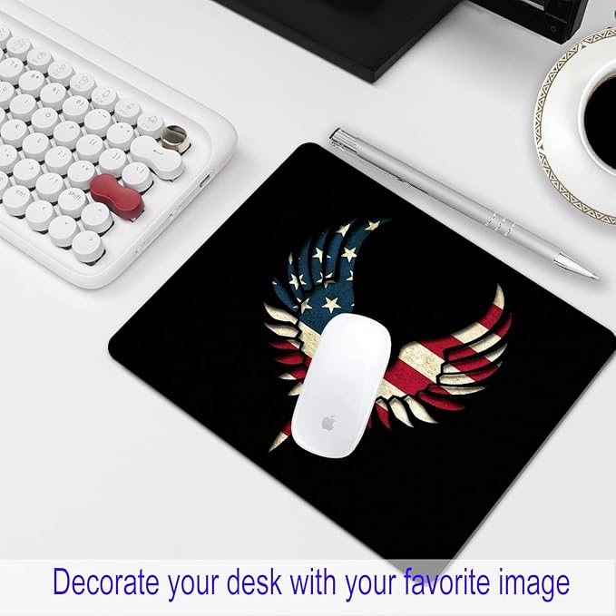 America Flag Mouse Pad Personalized Art Design Computer Laptop Non-Slip Rubber Mouse Pad 9.5x7.9 Inch