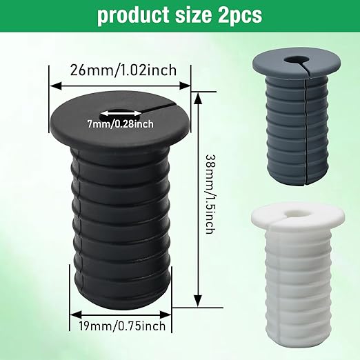 2pc Starlink Cable Grommet 3/4" Silicone Anti-Slip Wall Hole Pass Through Split Cable Bushings for TV Wire Ethernet Cord, Starlink Cable Routing Kit Accessories,38mm/1.5"Ht, Black