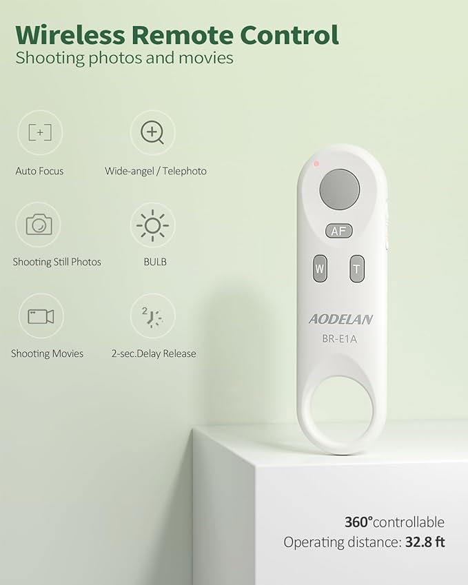 Camera Remote Control for Canon - Aodelan Wireless Shutter Release Trigger for R3/ R10/ M50/ EOS M6 Mark II/R/RP /90D /6D Mark II /R5/T7i /G5 X Mark II /G7 X Mark III; Replaces Canon BR-E1