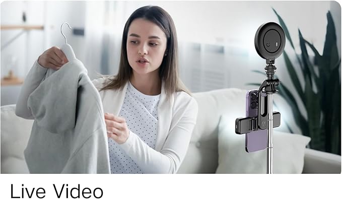 C13D 53" Selfie Stick Tripod with Fill Lights, Bluetooth Remote – Detachable Phone Mount, Dual Light Modes, for iPhone, Android, GoPro & Camera
