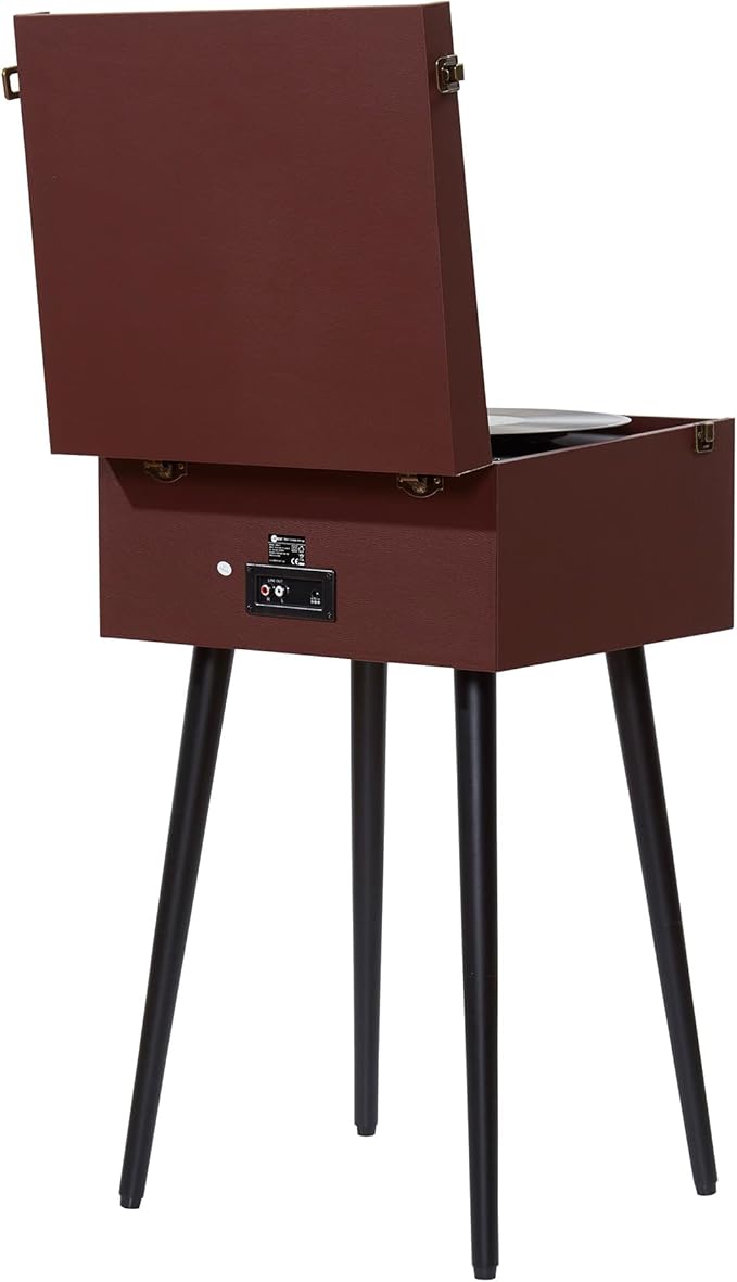 Arkrocket Discovery II 3-Speed Bluetooth Record Player Retro Console Turntable with Built-in Speakers and Removable Legs (Brown)