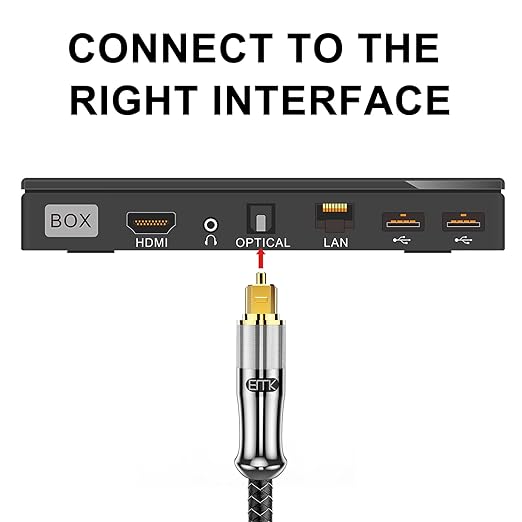EMK 24K Gold-Plated Optical Audio Cable [10ft/3M] - Digital Toslink SPDIF Cable Compatible with Soundbar to TV, Home Theater - High-Speed Fiber Optic Cable (Silver)