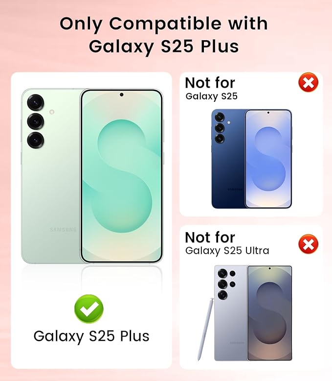 Slim Thin for Samsung Galaxy S25 Plus Case, Compatible with MagSafe, Built-in Camera Lens Protector, Shockproof Protective Phone Case, Soft Electroplated Clear Cover, Rose Gold