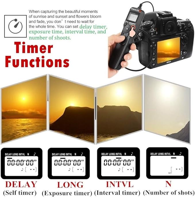 PHOLSY RR90 Timer Remote Control Cable with Intervalometer for Fujifilm GFX50S X-Pro2 X-H1 X-T2 X-T1 X-T10 X-T20 X-T100 X-E2S X-E2 X-E3 X-M1 X-A20 X-A5 X-A3 X-A2 X-A1 X-A10 X100F X100T X70 X30 XQ2 XQ1