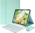 AnMengXinLing Lovely Keyboard Case for iPad 9th/8th/7th Generation with Mouse,Case for iPad9 iPad8 iPad7 10.2 inch with Pencil Holder and Deatachable Keyboard Mouse, Mint Green