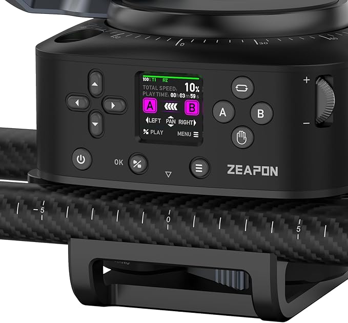 Zeapon AXIS 120 (2-axis) Multi-axis Motorized Camera Slider, 47''/120cm DSLR Dolly Carbon Fiber Electric Track, LCD Screen APP Control, Pan Head for 360° Panoramic Time-Lapse Follow Focus