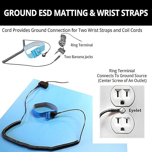 RubberStat Dual Layer ESD Compliant Workstation Rubber Table Mat Kit, Soldering, Cell Phone Repair - 48"x120" Blue