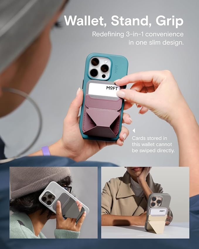 MOFT MagSafe Wallet Stand Compatible with iPhone 16/15/14/13/12 Series, Angle Adjustment & MOVAS Phone Stand (Sienna Brown)