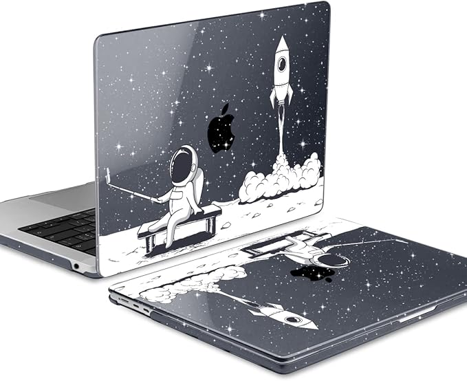 MEEgoodo Case for M4/M3/M2 MacBook Air 13.6 inch Case 2025 2024 2022, Fit Model A3240/A3113/A2681, Laptop Hard Shell with Keyboard Cover Compatible with MacBook Air 13 inch, Astronaut Rocket