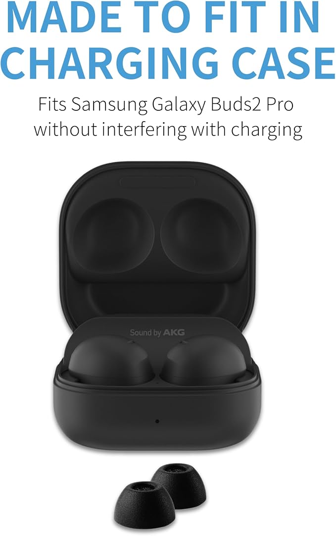 Comply TrueGrip | Premium Memory Foam Replacement Earbud Tips for Samsung Galaxy Buds2 Pro | Enhanced Comfort, Secure Fit, Superior Noise Isolation, Cleaning Tool | Black (S/M/L) (3 Pairs)