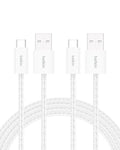 Belkin USB A to USB C Cable 2-Pack, 6.6ft, 15W - Type C Charger, iPhone Charger Cord, Soft, Braided, Flexible for iPhone 16 & 15, Galaxy S25, Pixel 9, iPad Pro, Airpods Pro, Switch & More - White