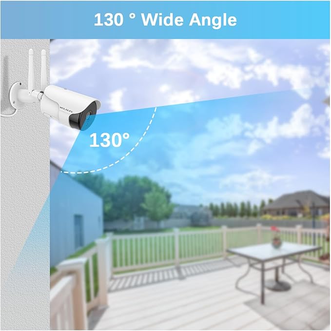 【130° Wide-Angle】 Outdoor Wireless Security Camera System, WiFi Video Surveillance Systems, Home Security Cameras DVR System